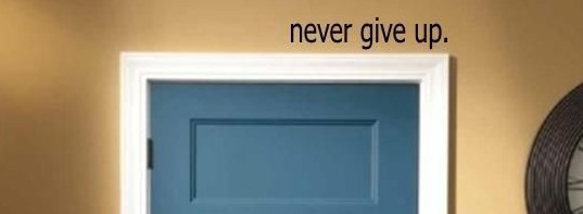 Never Give Up.Over the Door Vinyl Wall Decal Sticker Art Quote Words Lettering