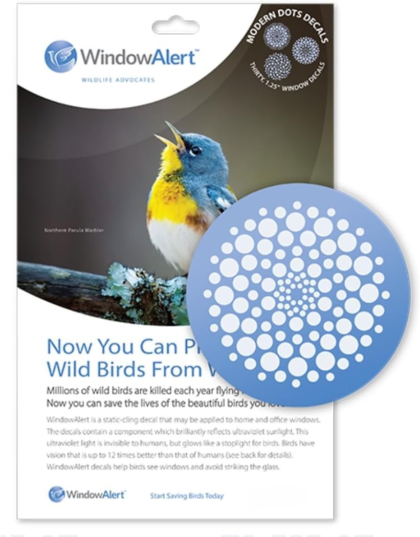 30-Pack Reflective Window Decals – Modern Dots for Bird Collision Prevention