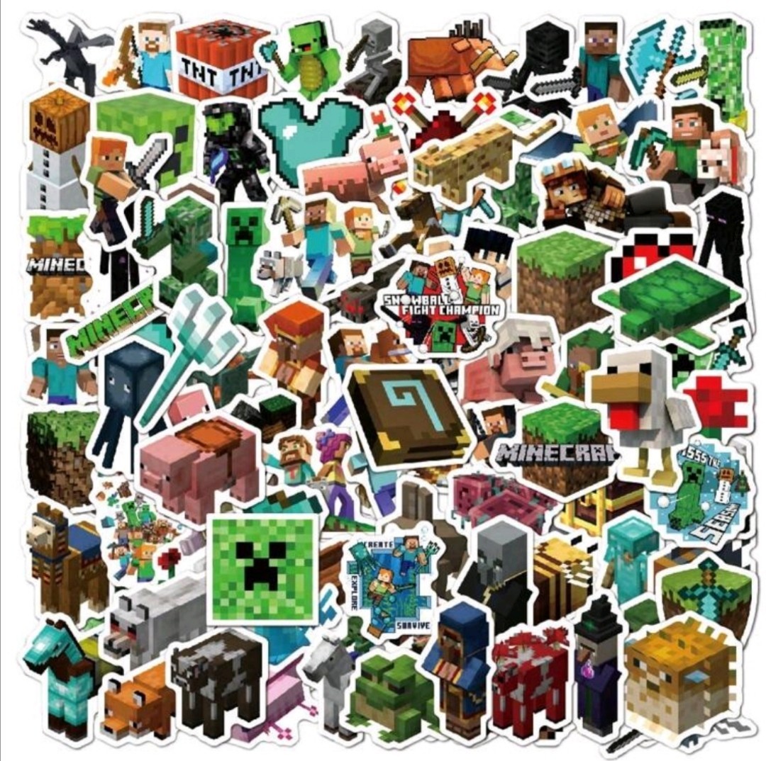 20 PCS Mine Craft (Unofficial) Block Pixel Video Game Stickers 2 BRAND NEW