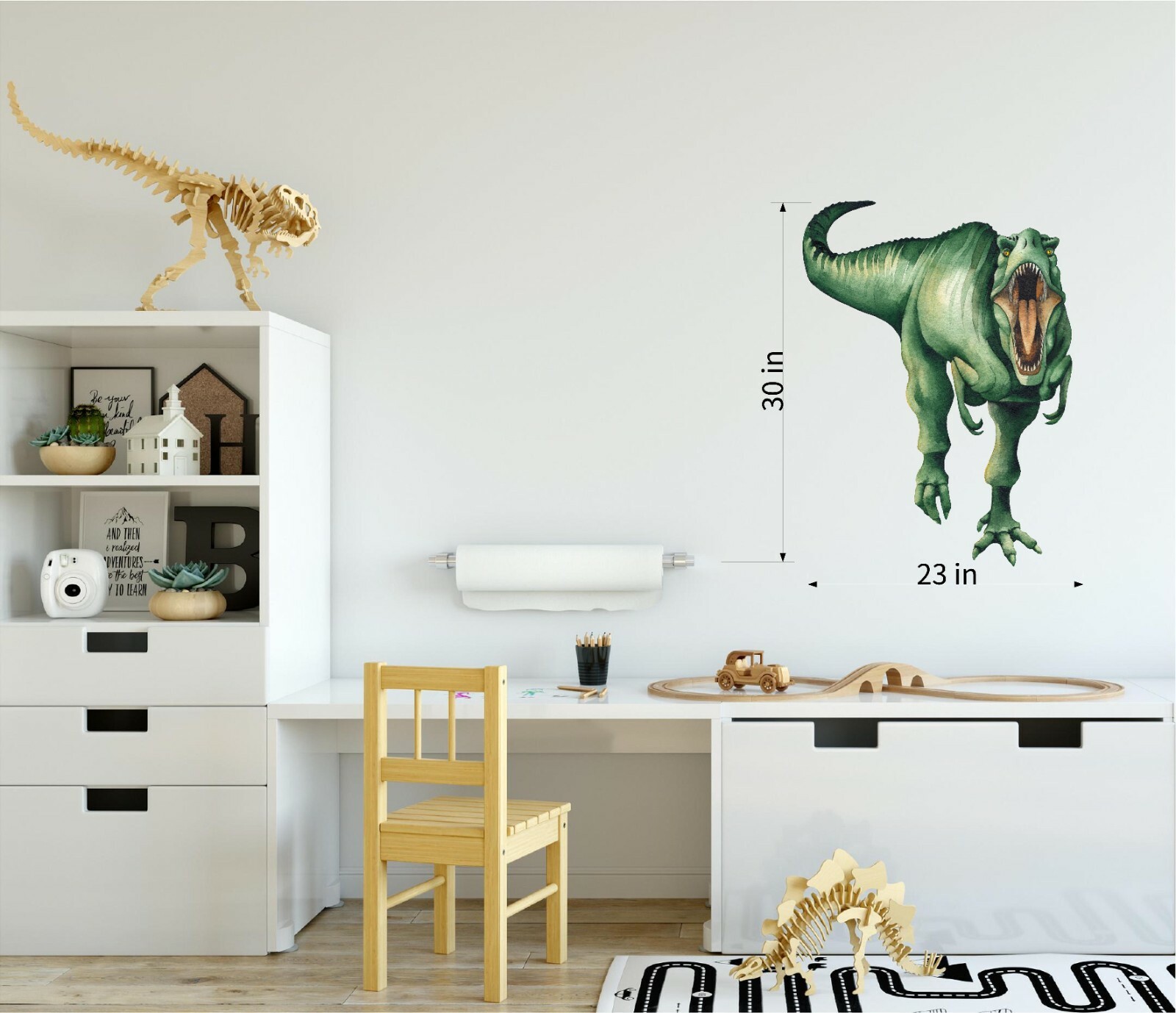 Watercolor T-Rex Dinosaur Wall Decal Removable Fabric Vinyl Wall Sticker Nursery