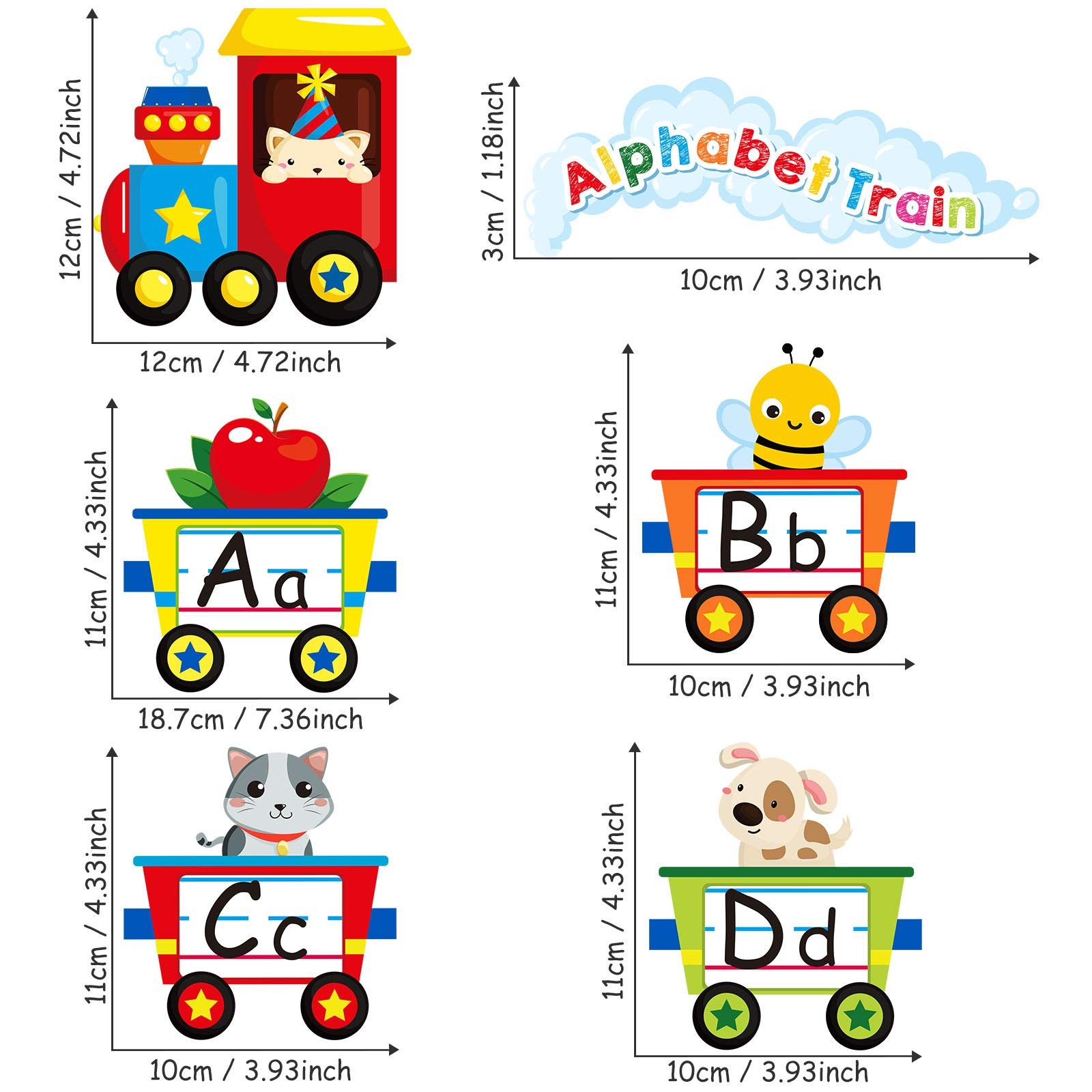 Alphabet Train Wall Decals Peel Stick Animals Alphabet Wall Sticker Early Learni
