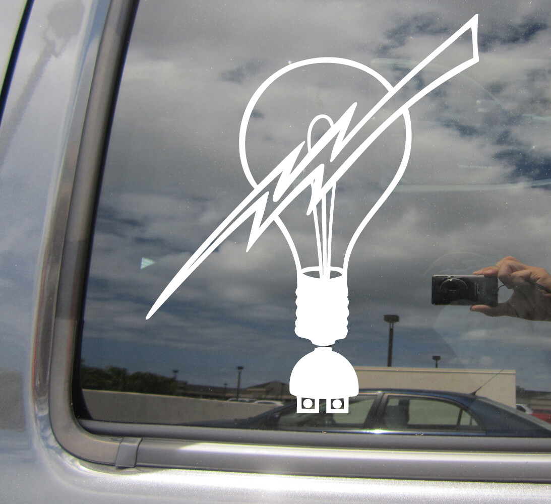 Light Bulb Lightning Bolt Electrician – Car Window Vinyl Decal Sticker 10159