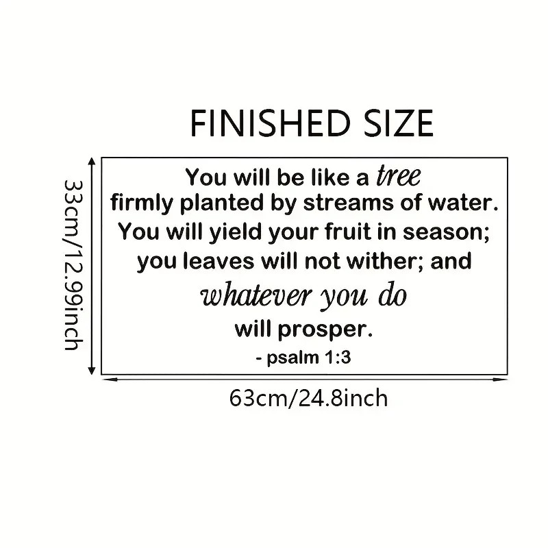 Psalm 1:3 Quote Wall Decal Contemporary Inspirational Scripture Self-Adhesive