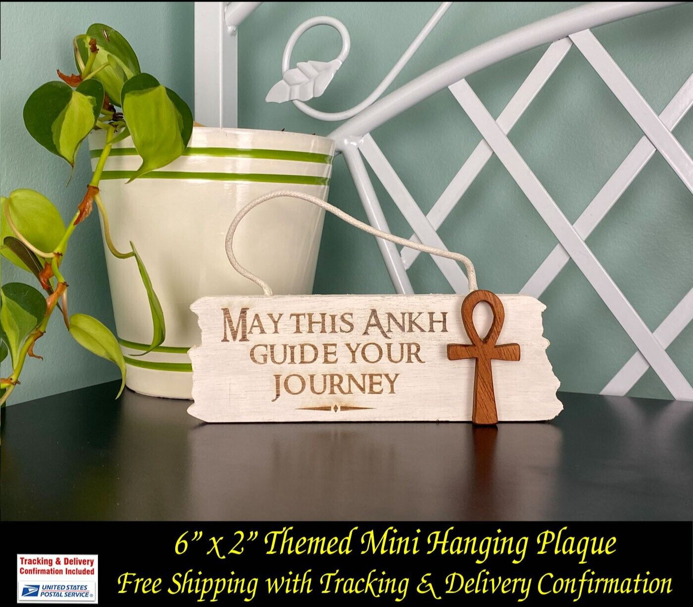 May This Ankh Guide Your Journey Theme Engraved 6" x 2" Hanging Mini Plaque Sign