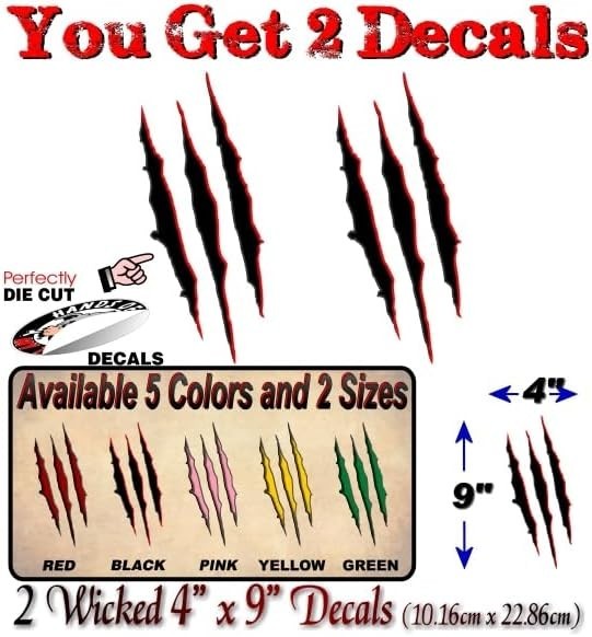 2-Pack Waterproof Ripped Claw Vinyl Decals – Customize Your Ride, 4"x 9"