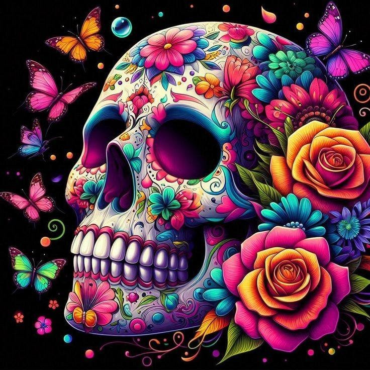 Colorful Skull Sticker Decal Laptop Wall Mirror Cup Tumblr
