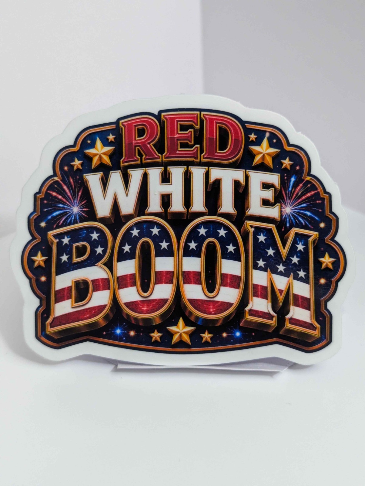 STICKER RED WHITE BOOM 250th of America July 4th Glossy Vinyl Decal USA Patriot