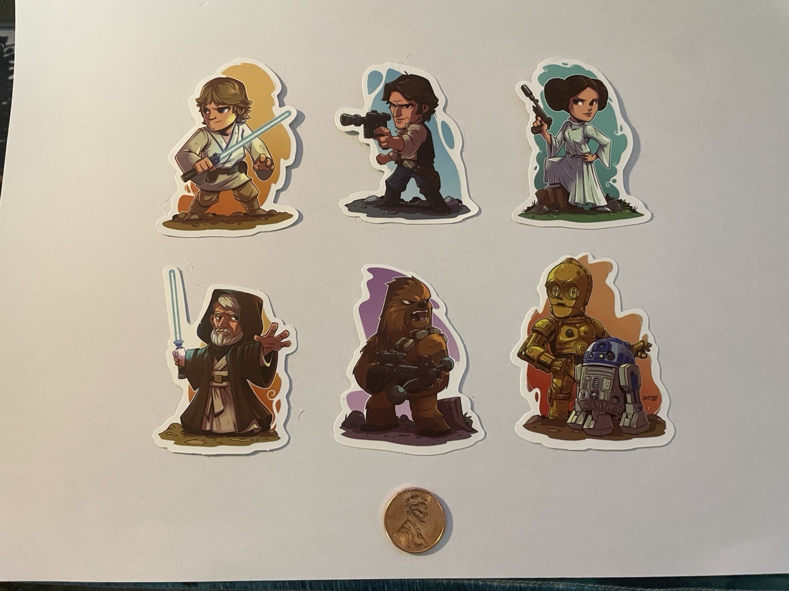 Star Wars Stickers – Original Trilogy (Set of 6 Stickers) – Penny To Show Size