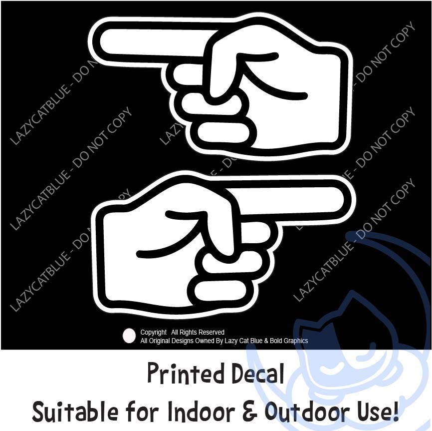 Pointing Hand Decal Sticker Left Right or Both Pointer Finger Marker Here Point