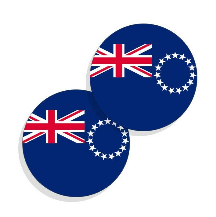 Cook Island Flag Stickers Flag Decals Cook Island Vinyl Stickers Round 4 pack
