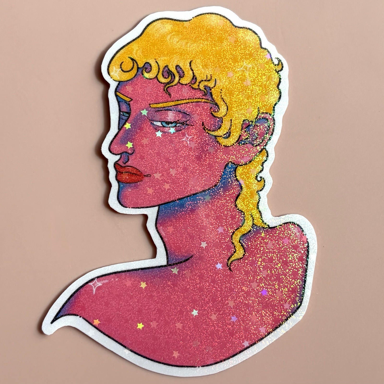 Fantasy Man Portrait Bust Sparkle Vinyl Sticker 3” Original Art – graveshrug