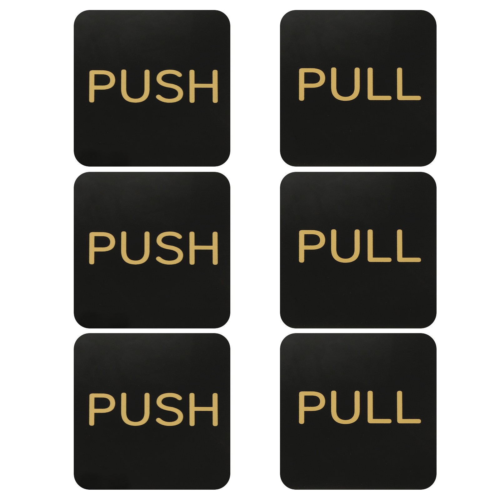 3Sets Push Pull Door Stickers, 3in License Plate, Quad, Black Gold for
