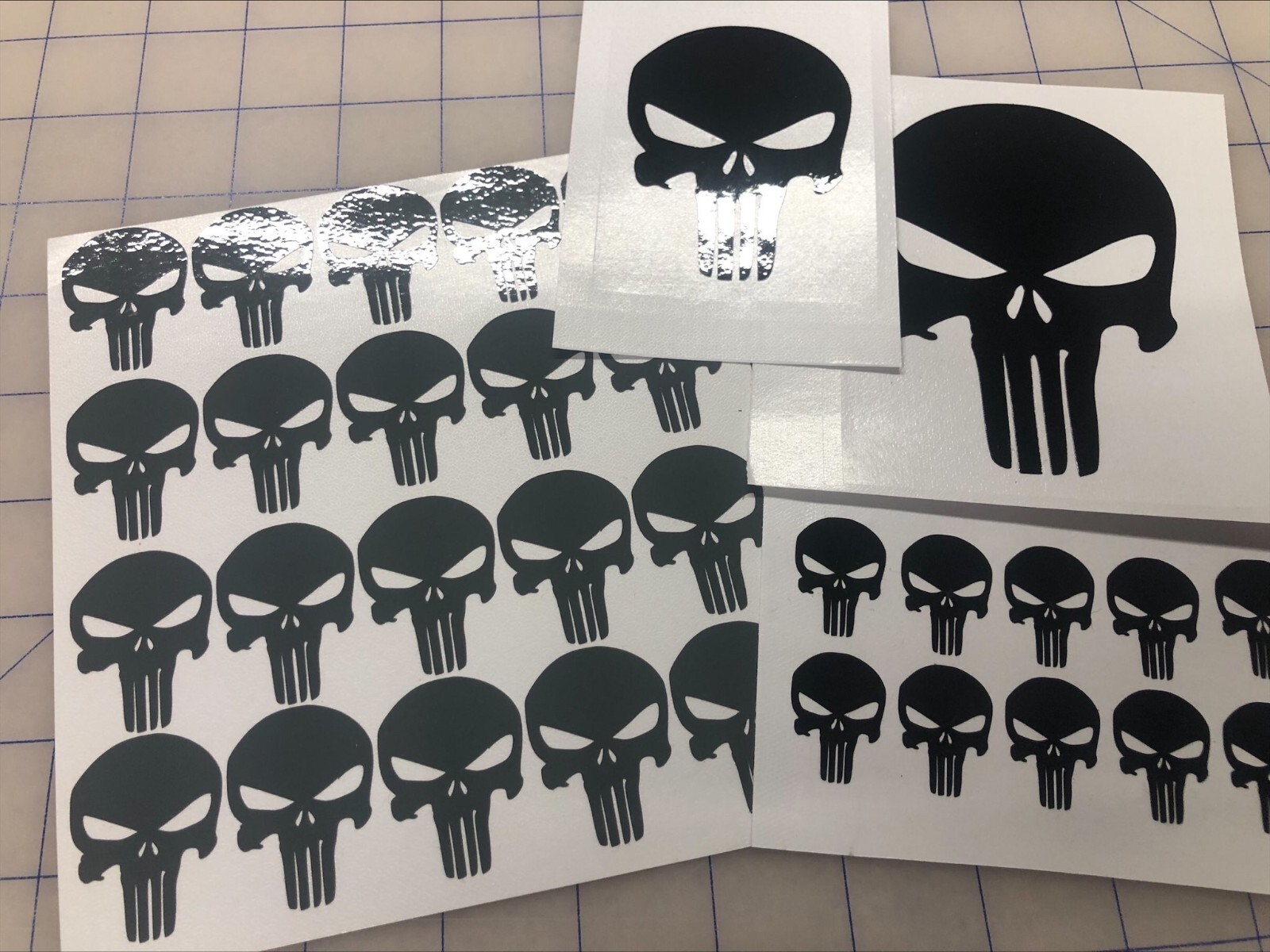 Set of 10 The Punisher Skull Small Vinyl Decals Phone Laptop Car Helmet Stickers