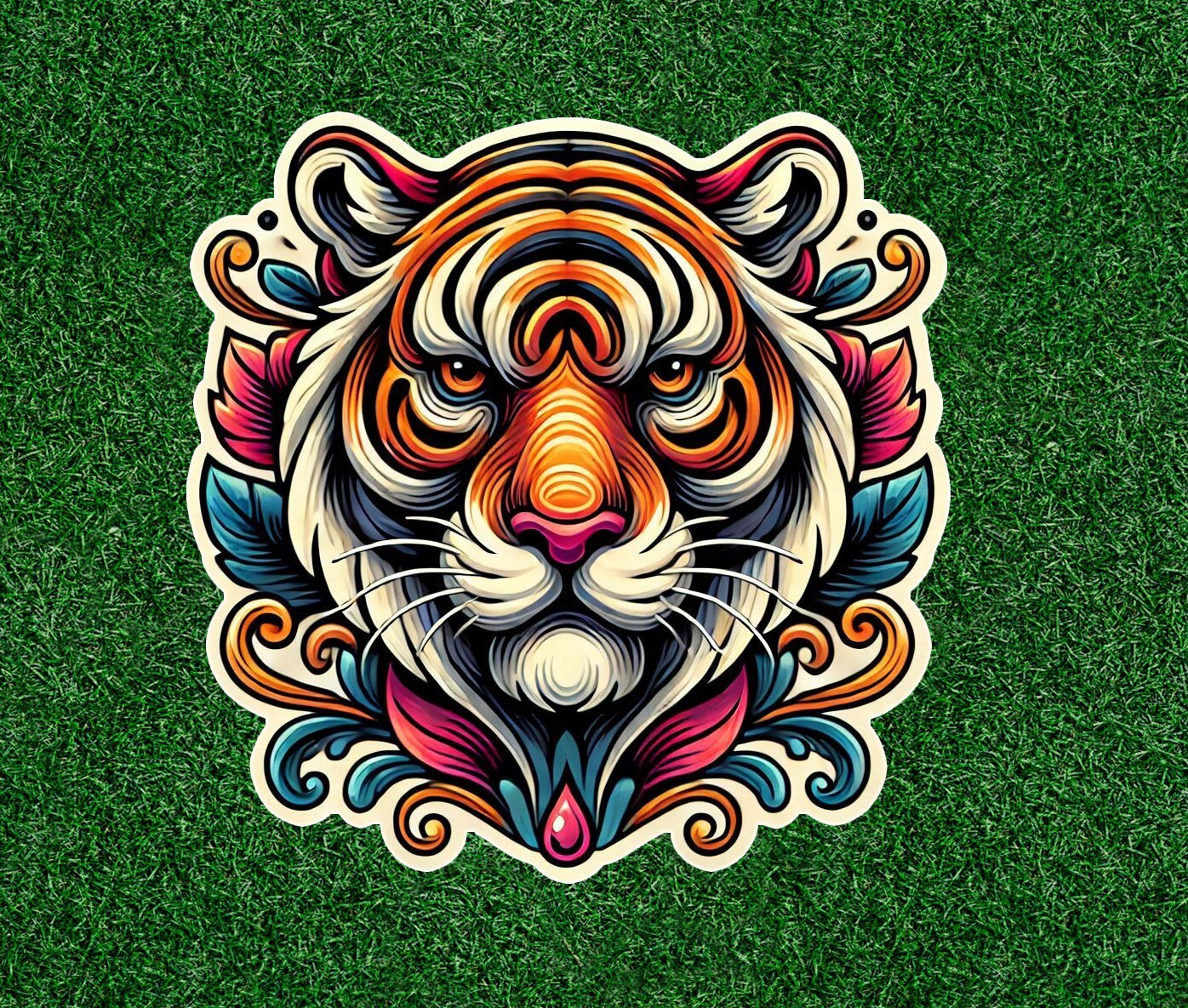 Beautiful Mardi Gras Bengal Tiger vinyl sticker decal – many sizes available