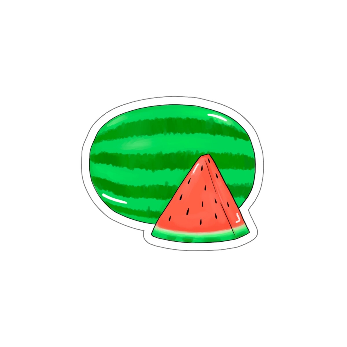 “Mouthwatering Watermelon” Illustration Kiss-Cut Fruit Food Vinyl Stickers