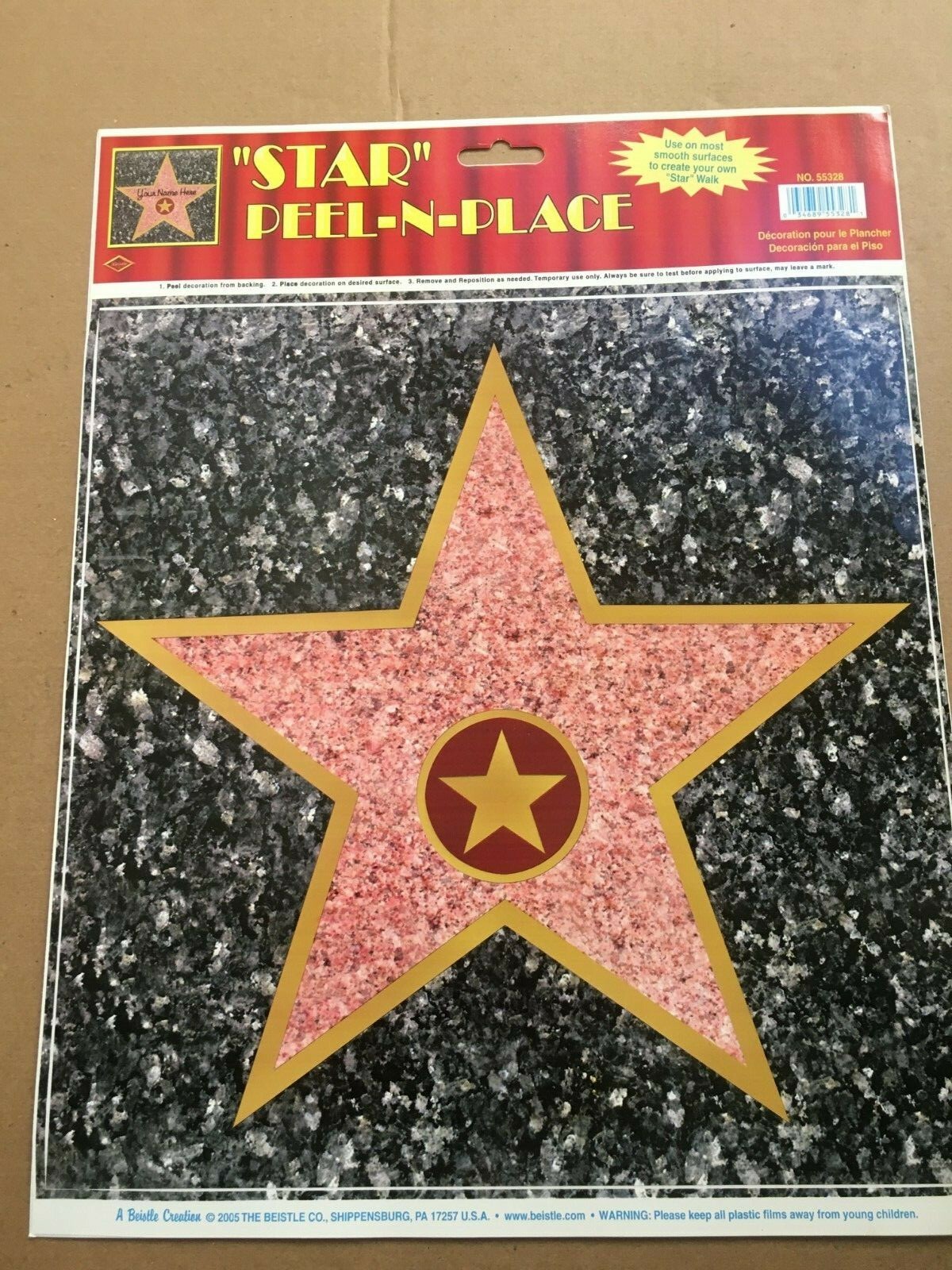 One HOLLYWOOD WALK OF FAME STAR wall sticker big decal YOU ADD YOUR NAME Free 5'