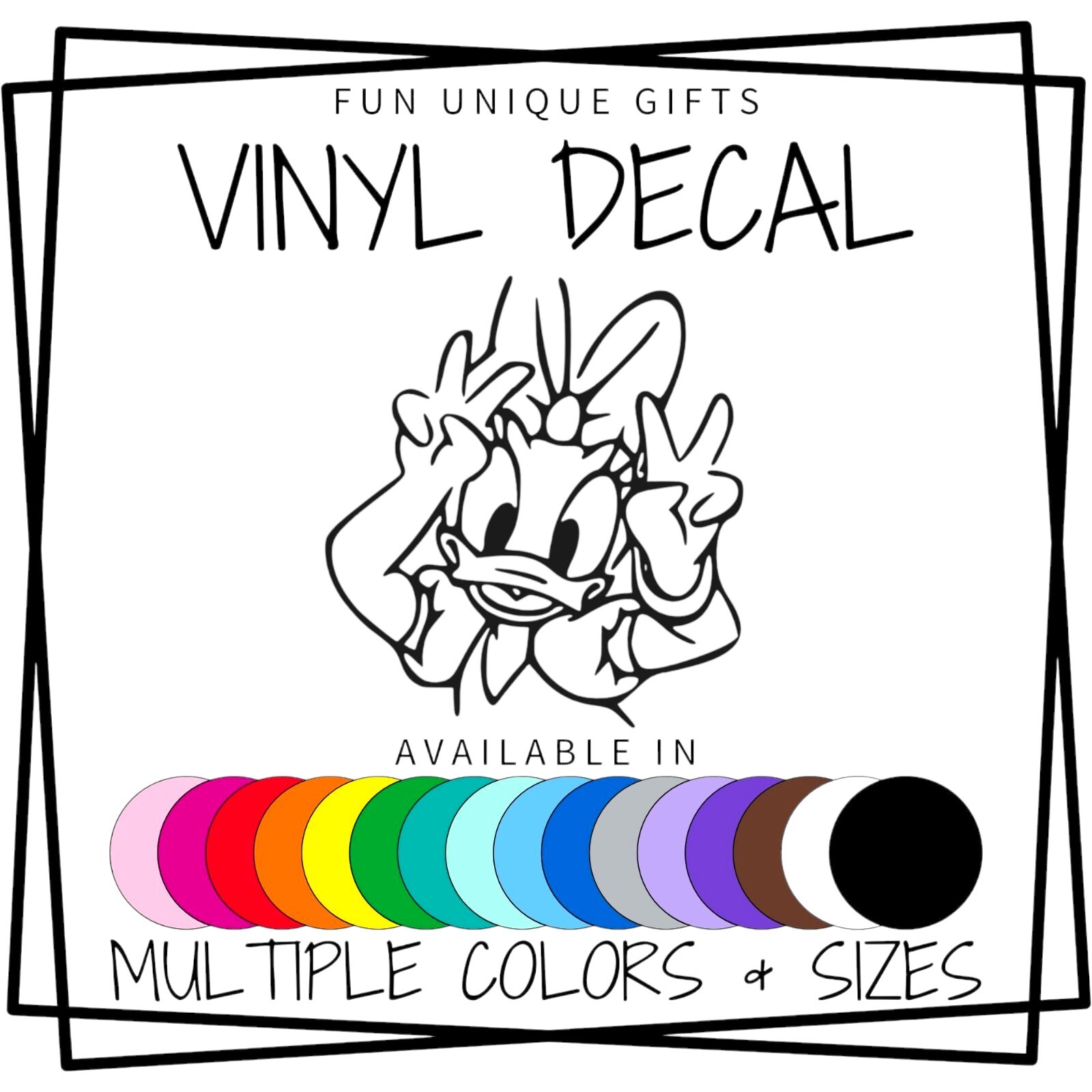 Daisy Duck Peace Vinyl Decal Sticker -Multiple Colors & Sizes- FREE SHIPPING