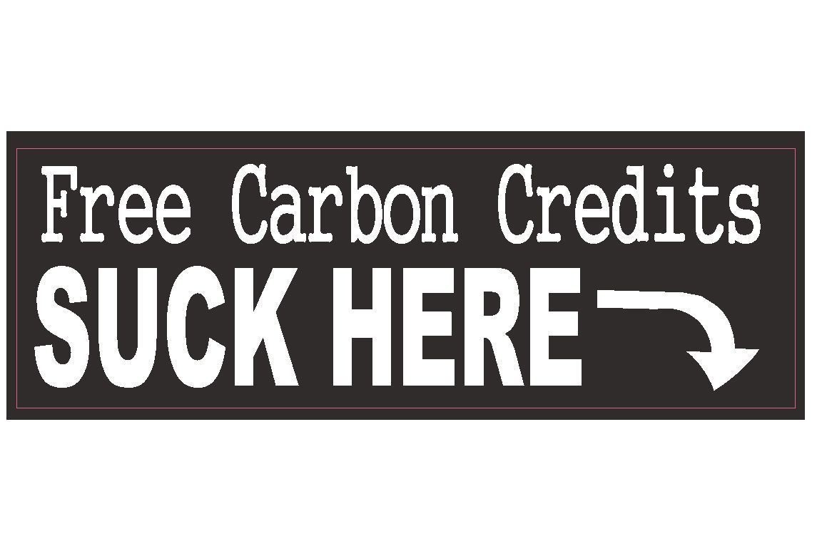 Free Carbon Credits Political Bumper Sticker or Helmet Sticker USA MADE D110