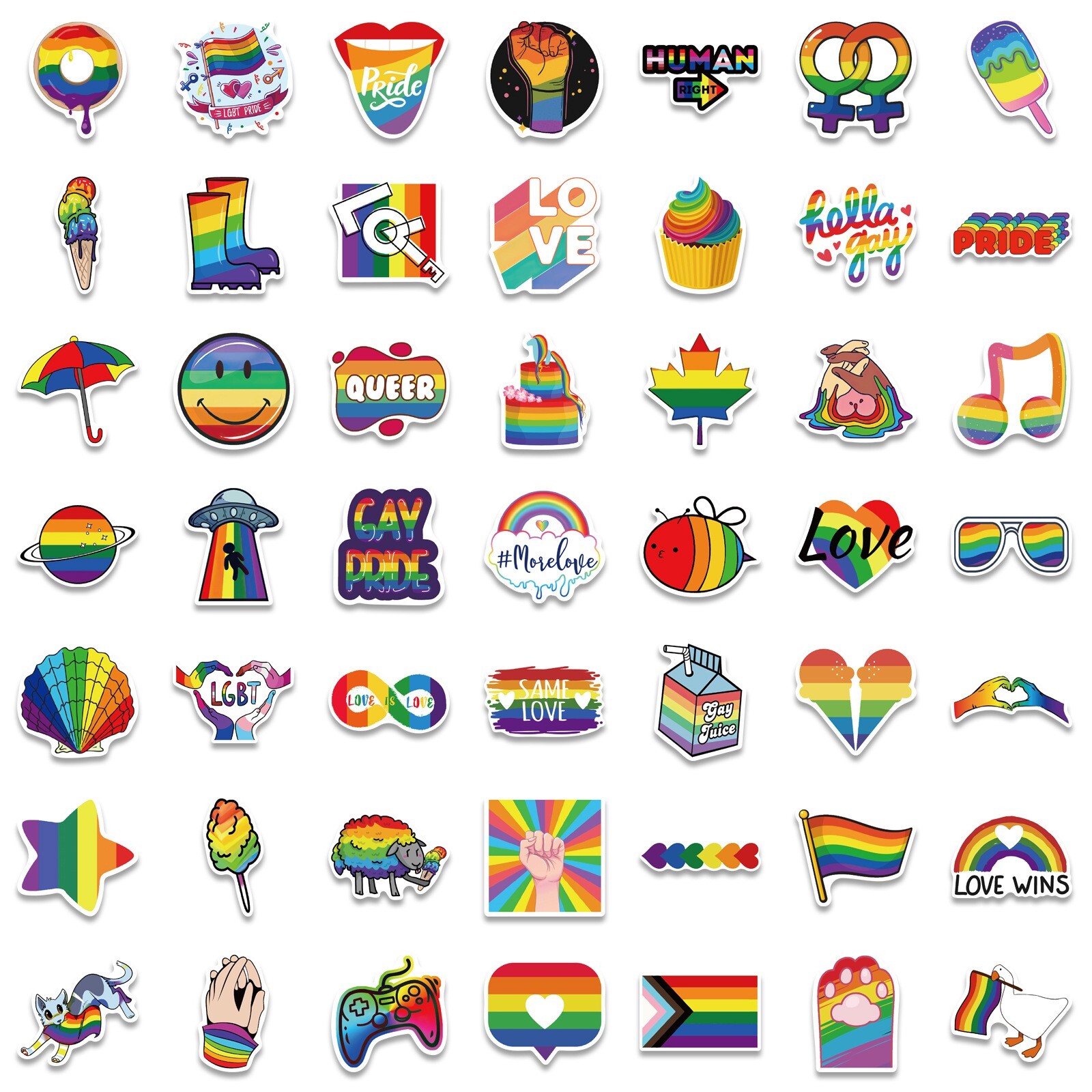 200 pcs LGBTQ Pride Stickers, Gay Lesbian Equal LOVE Waterproof