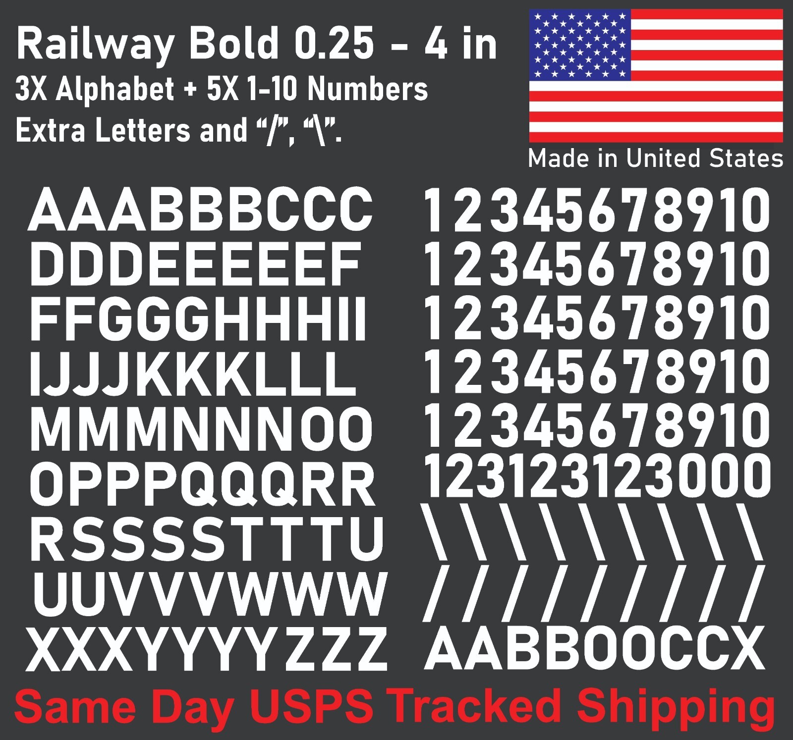 3X Alphabet & 0-10 Vinyl Decal Numbers – Mailbox, Wall, Address, Locker Stickers