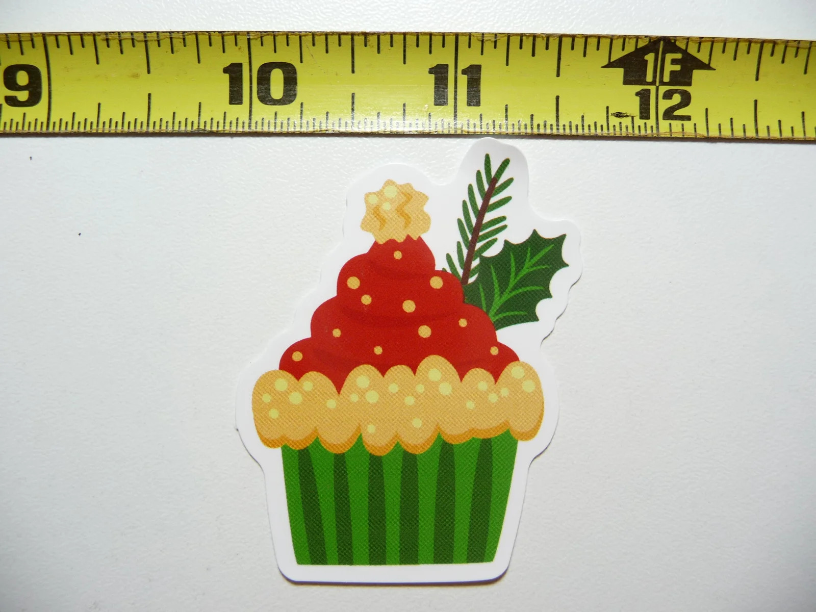 CHRISTMAS CUPCAKE HOLLY SMALL STICKER DECAL WINTER HOLIDAYS CHRISTIAN FUN
