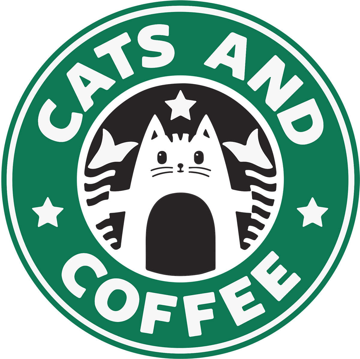 Cats and Coffee Vinyl Decal 6 inches wide