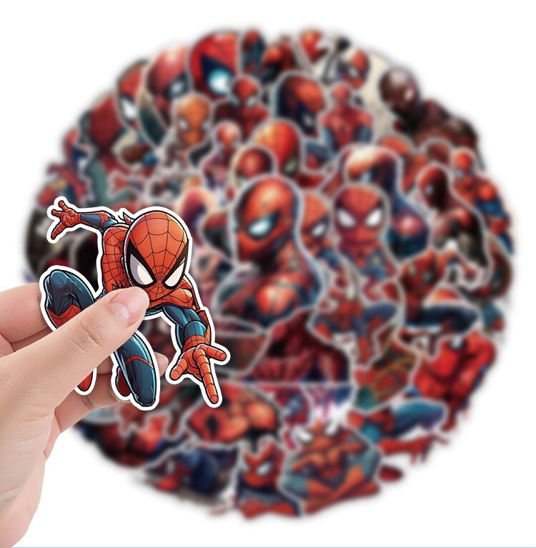50 Pcs Stickers Spider Man Marvel Heroes Animation Luggage Car Phone Vinyl Decal