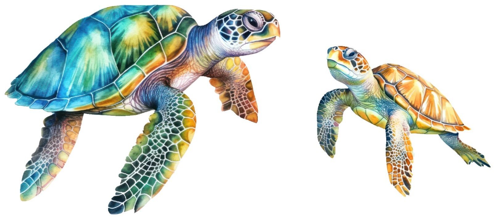 Sea Turtle Sticker Colorful Cute Baby Turtle for Laptop or Any Smooth Surface