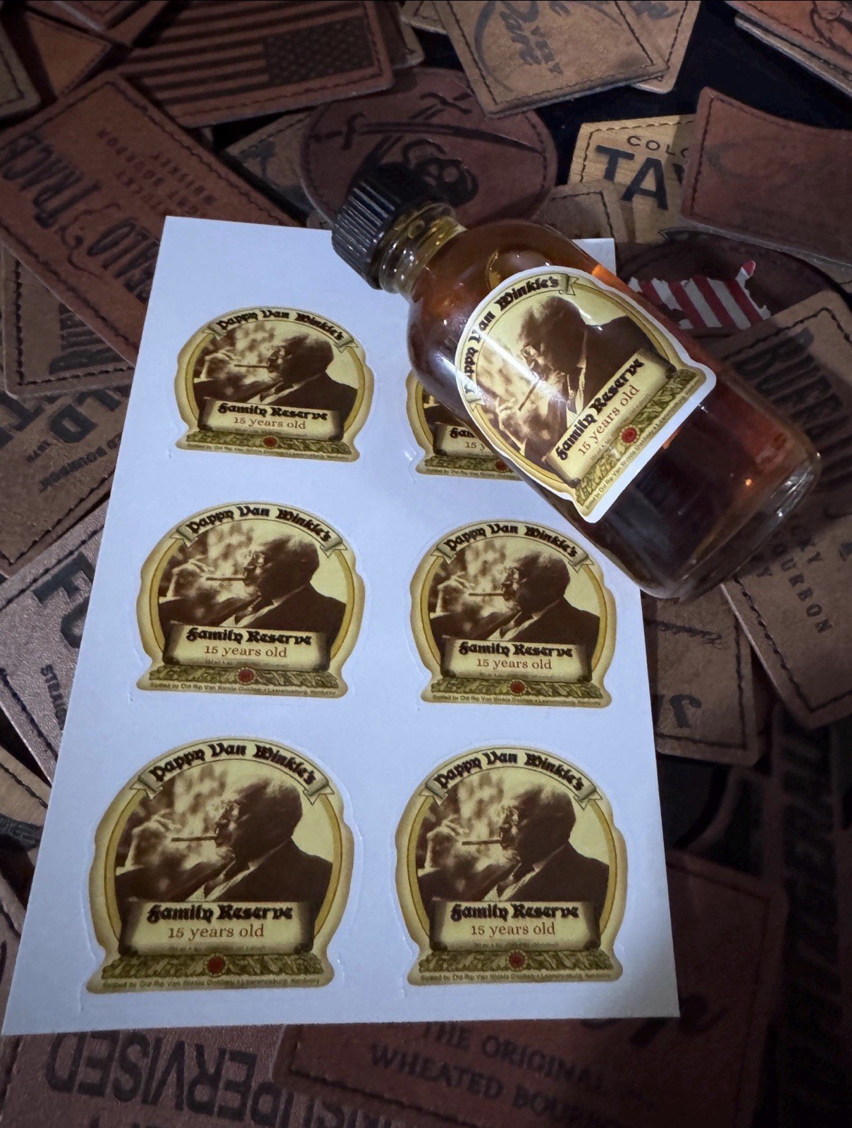 Vinyl Bottle Label Stickers – Pappy Van Winkle 15 Year – 6 Stickers
