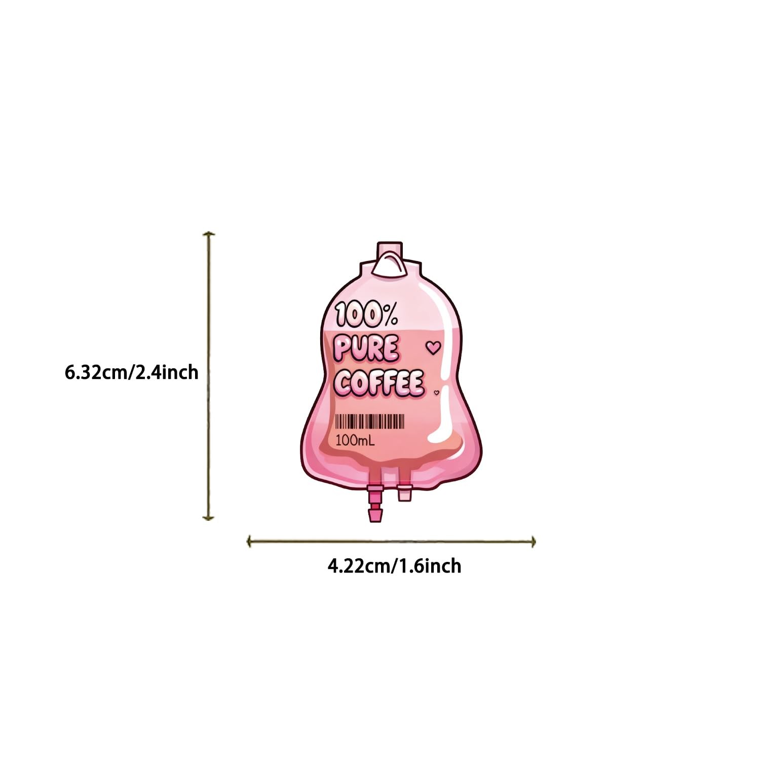 100PCS Funny Coffee Stickers, Waterproof Vinyl Decals for Water 1-3in, Pink