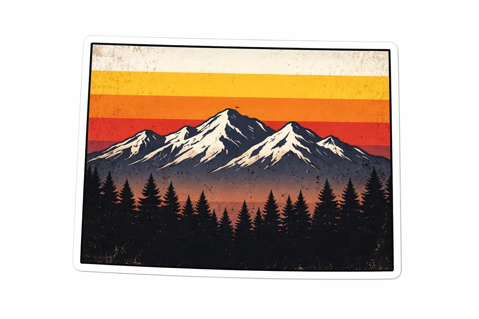 Colorado Mountain Sunset Sticker Rocky Mountains Retro Vinyl Decal Car Laptop