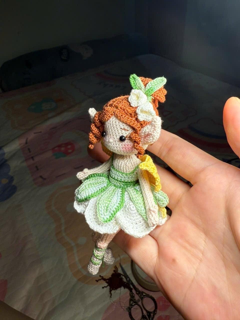 Handmade Crochet Fairy Doll, Amigurumi Forest Sprite, Whimsical Decor