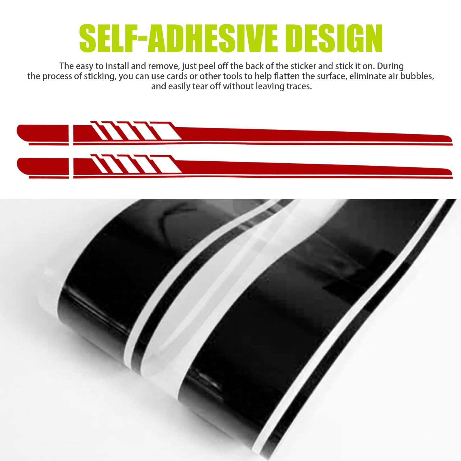2 PCS Car Side Skirt Decals, 88.58" x 4.52" Long Stripes Stickers, PVC Auto P…