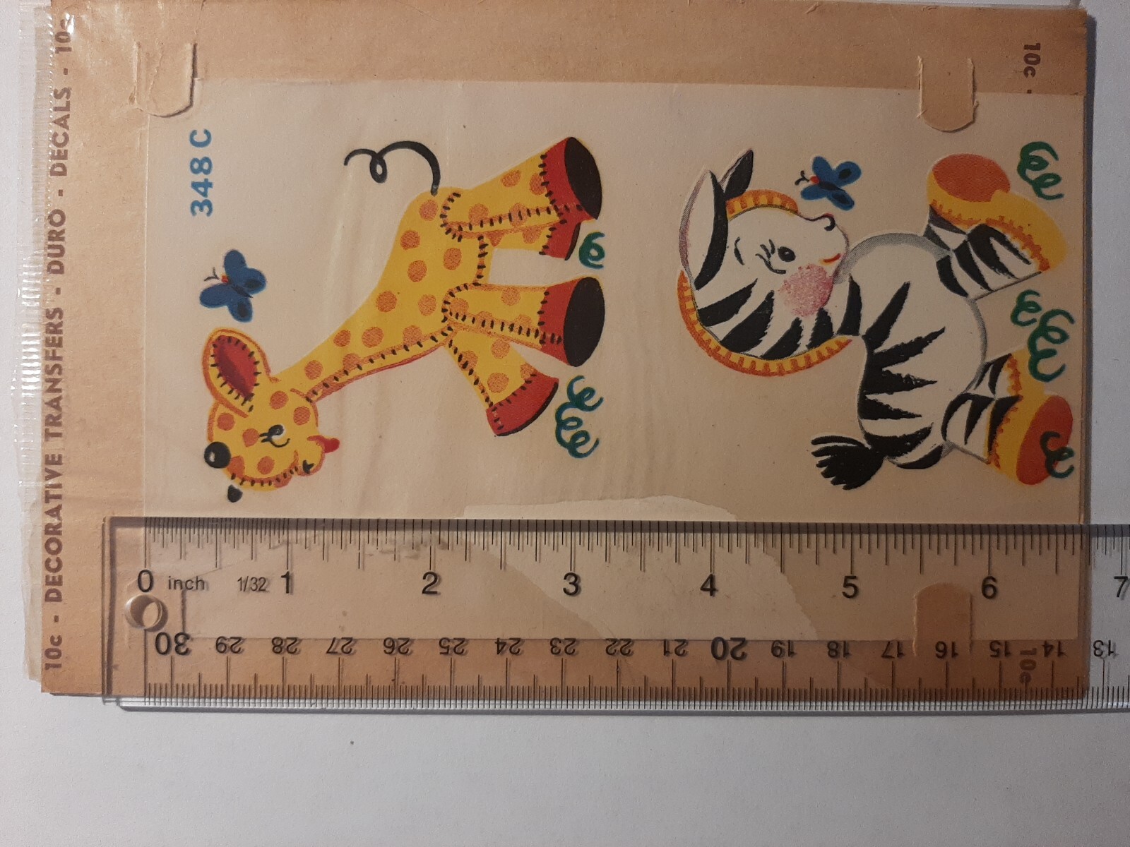 Vintage Duro Water Transfer DECAL, Giraffe & Zebra #348-C Children’s