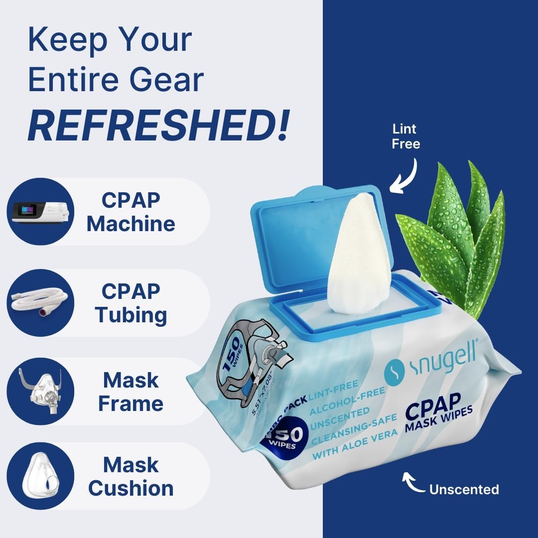 Unscented Travel CPAP Mask Wipes Antibacterial (150 Count) –100% Soft Cotton– Li