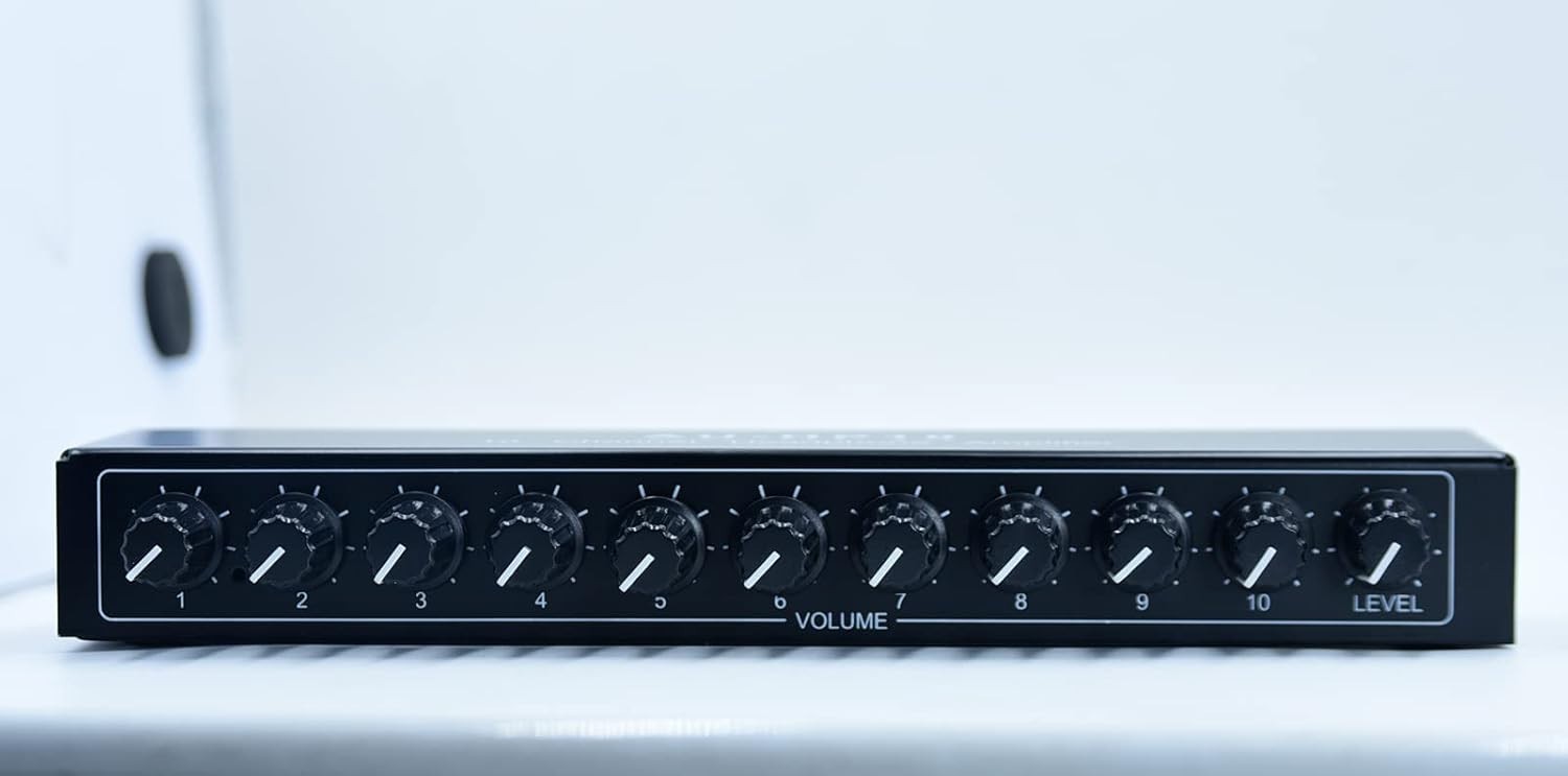 3.5mm Headphone Amplifier Splitter – 10 Channel Stereo Audio Amp with Power Adap