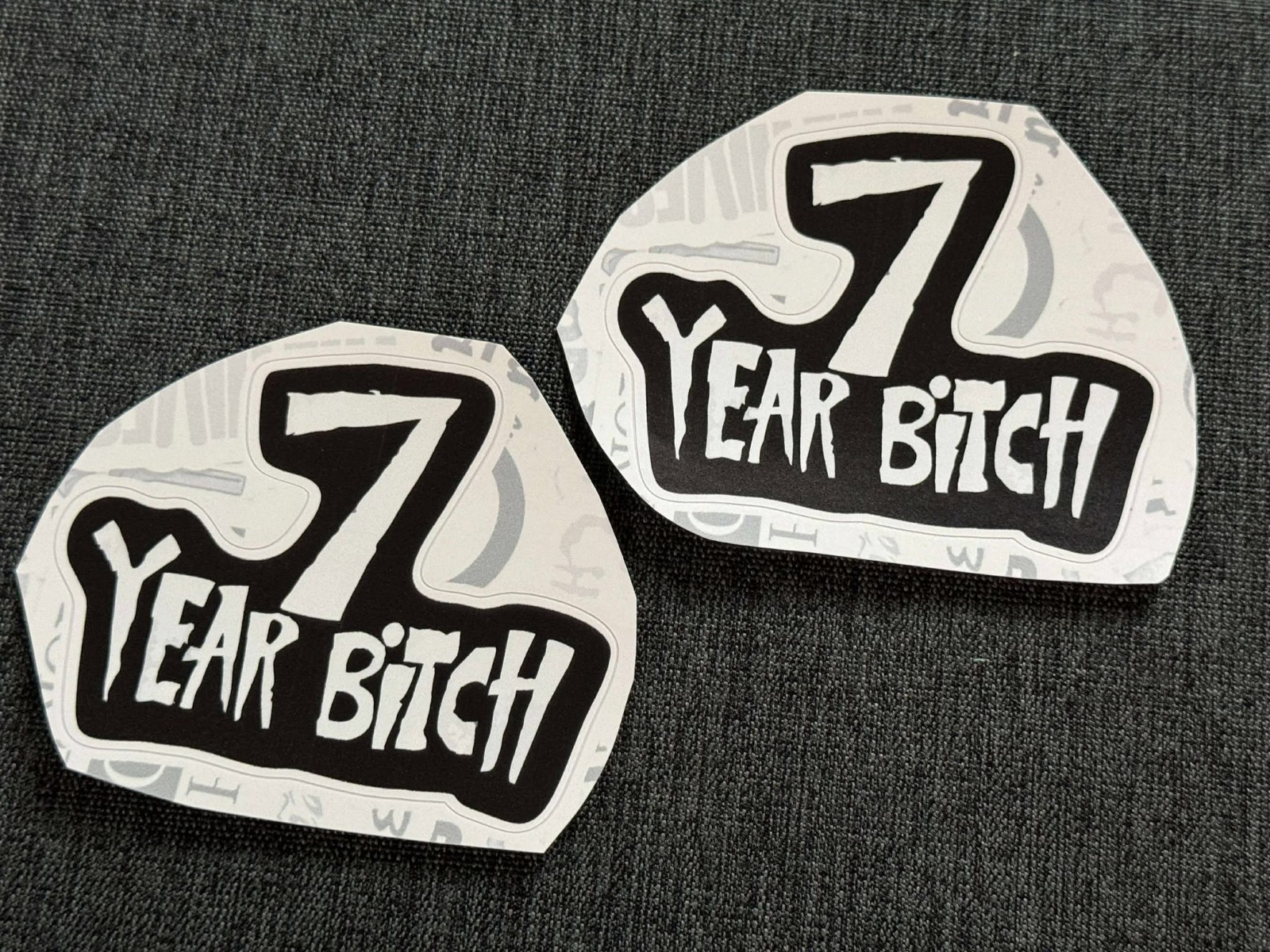 Lot (2) 7 YEAR BITCH 1 1/4" x 1 1/2" Band Logo STICKERS Black FAST! FREE SHIP!