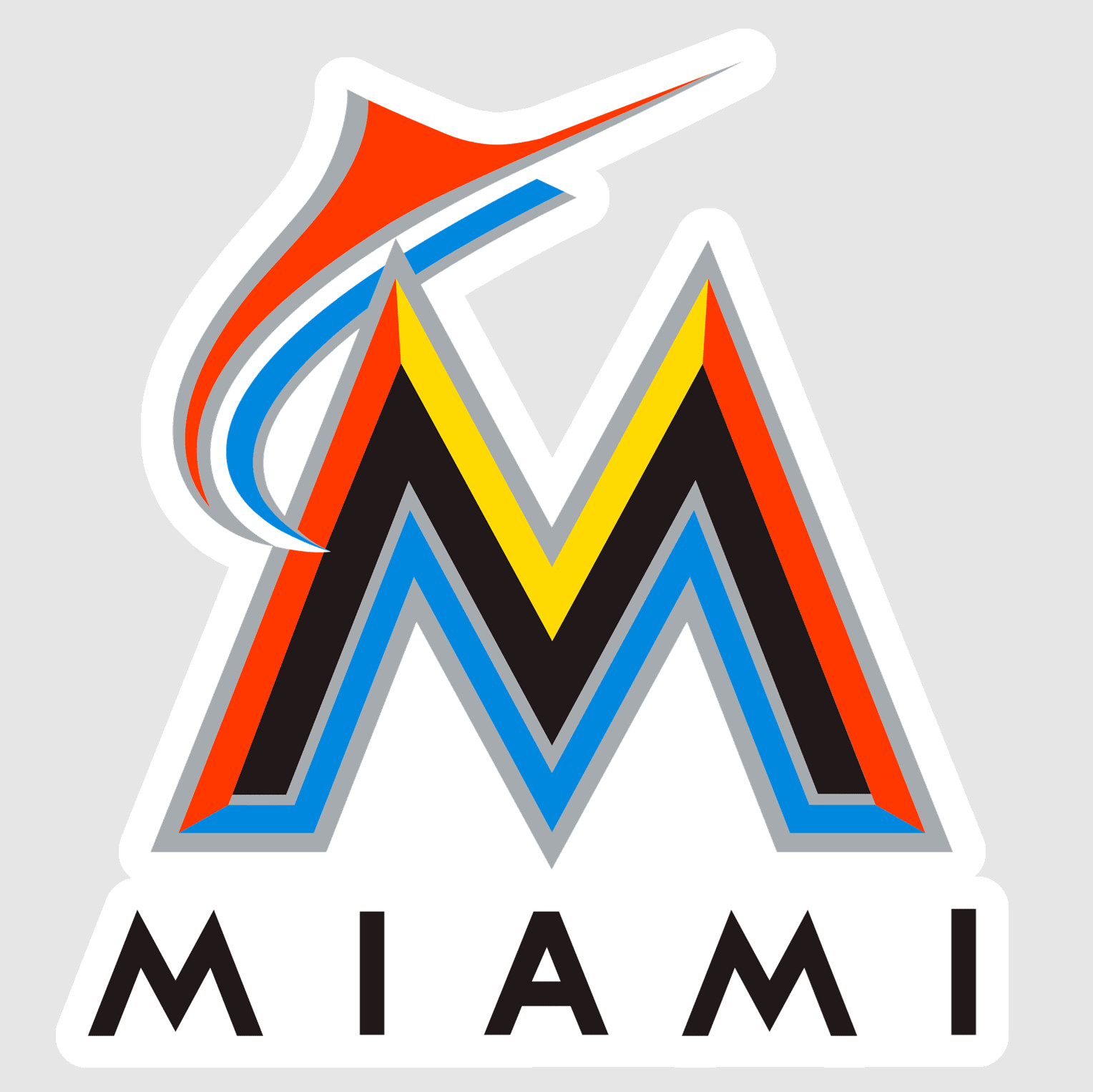 Miami Black Red Baseball Weather Resistant Vinyl Sticker/Decal 10