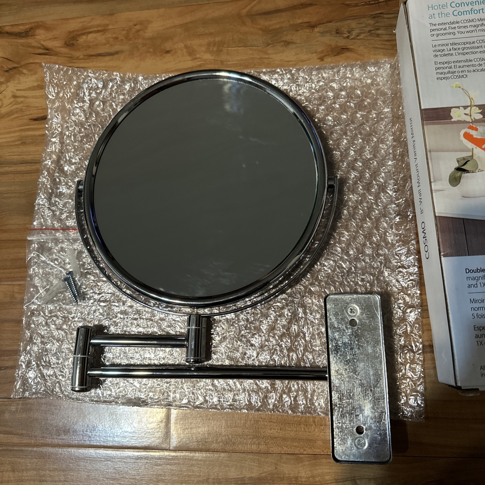 Better Living Products Cosmo 8" Wall Mount Mirror with Folding Arm, Chrome