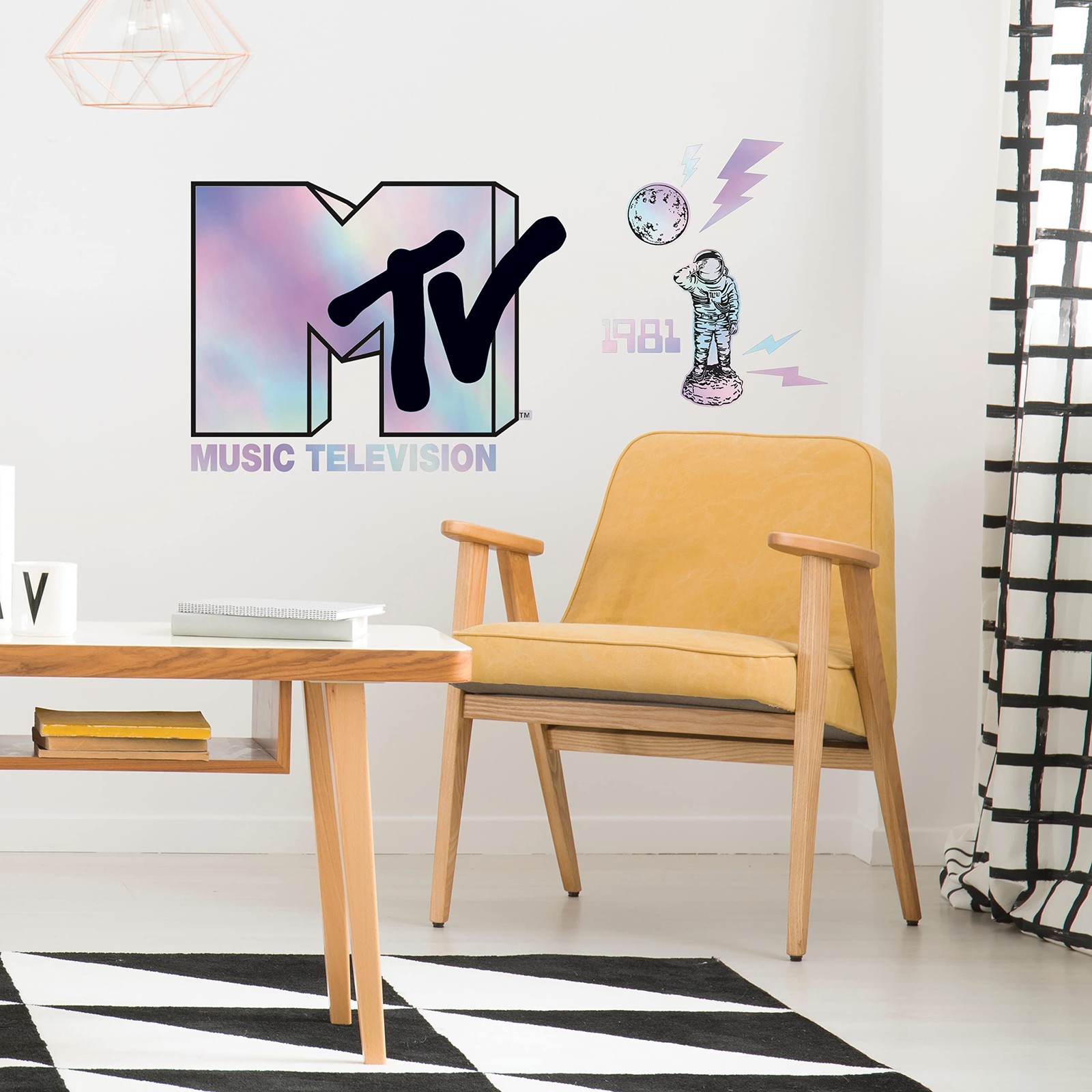 RMK5268GM MTV Holographic Peel and Stick Giant Wall Decals