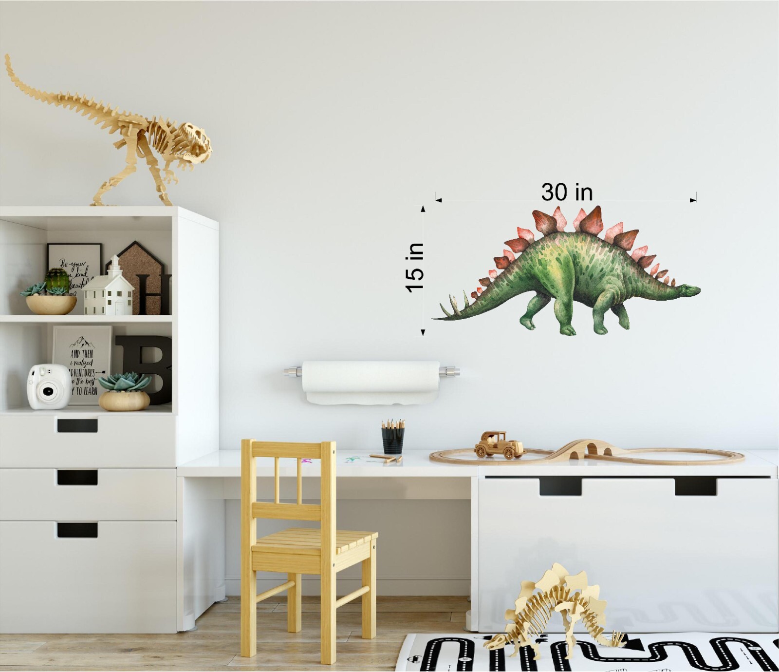 Watercolor Stegosaurus Dinosaur Wall Decal Removable Fabric Vinyl Wall Sticker