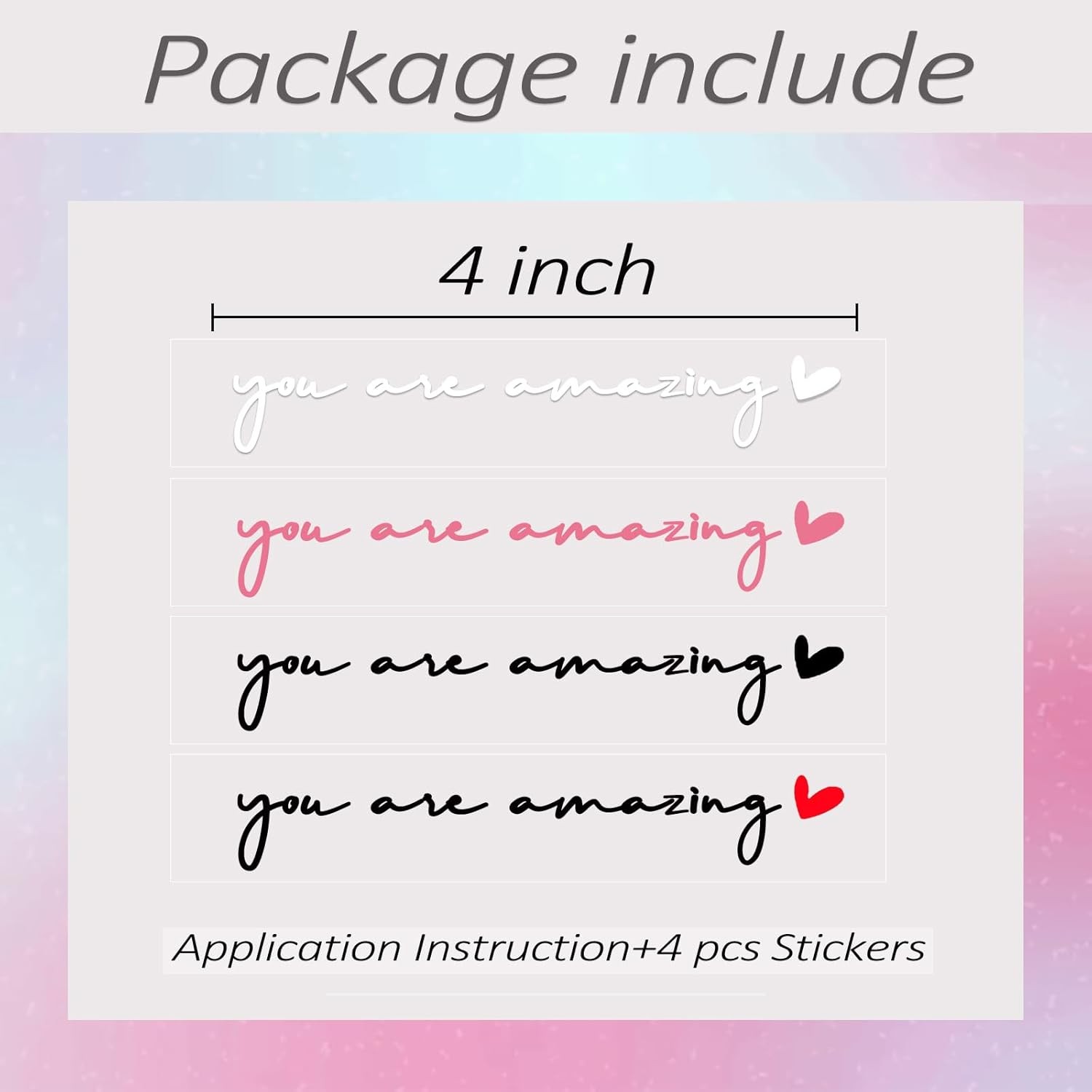 4 x You Are Amazing Rearview Mirror Decal,Car Decal For Women,Rear View Mirror S