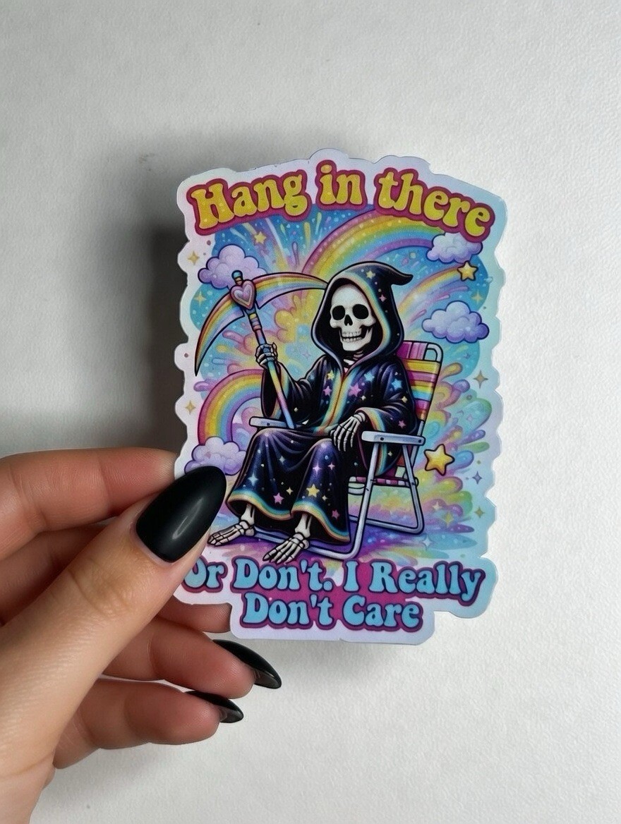 Grim Reaper Dark Humor Holographic Waterproof 3inch Sticker Funny Sarcastic