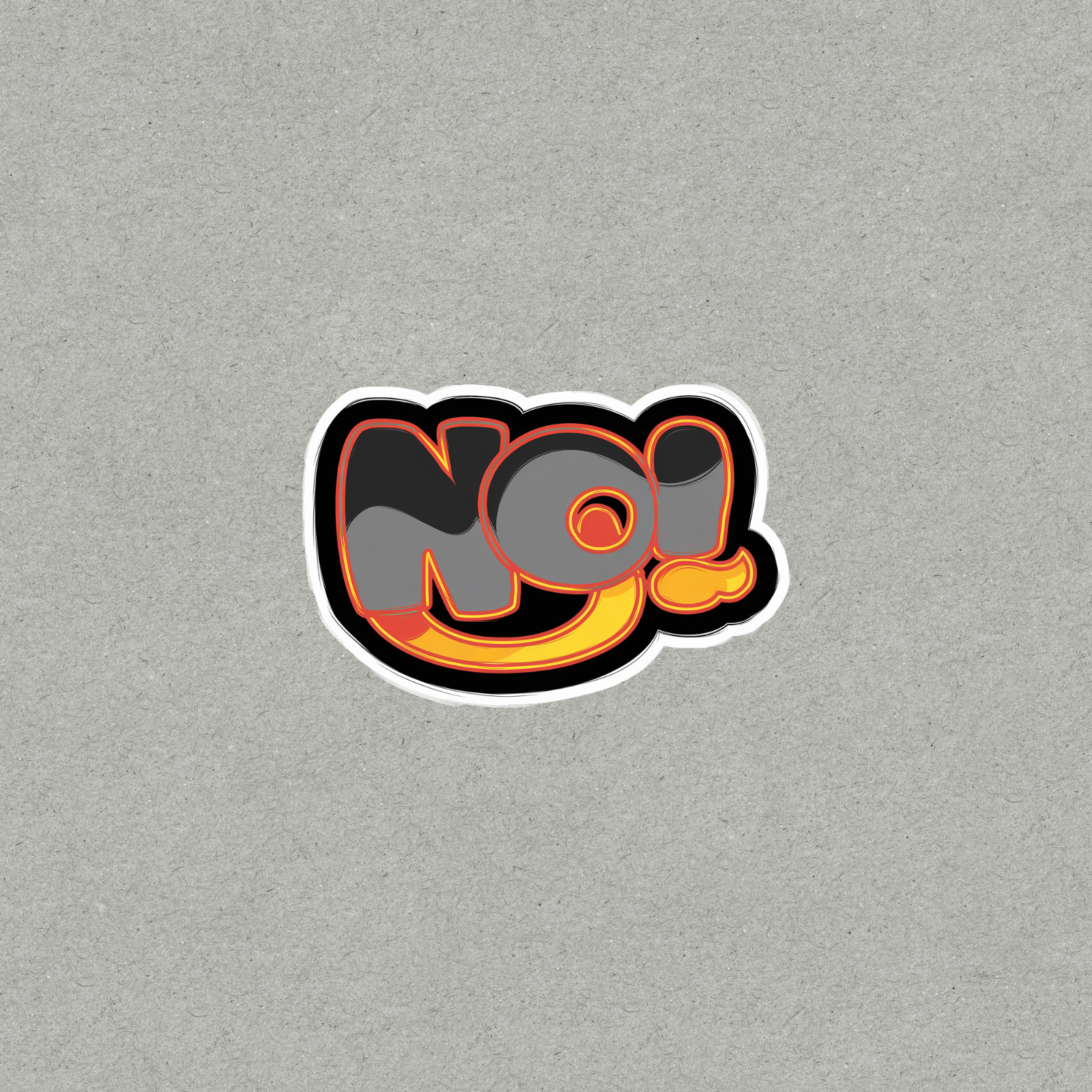 No! Stylish Black, Red & Yellow Bubble Letter Sticker – Pop Art Graffiti Style D