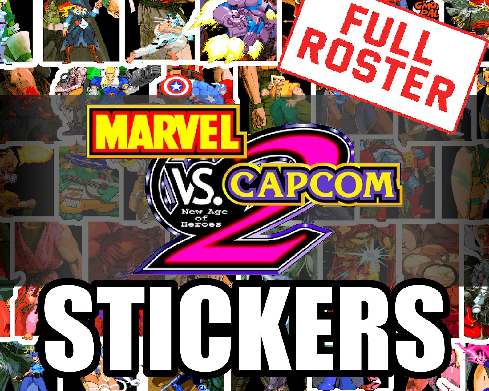 Marvel Vs Capcom Vinyl Waterproof Stickers FULL ROSTER