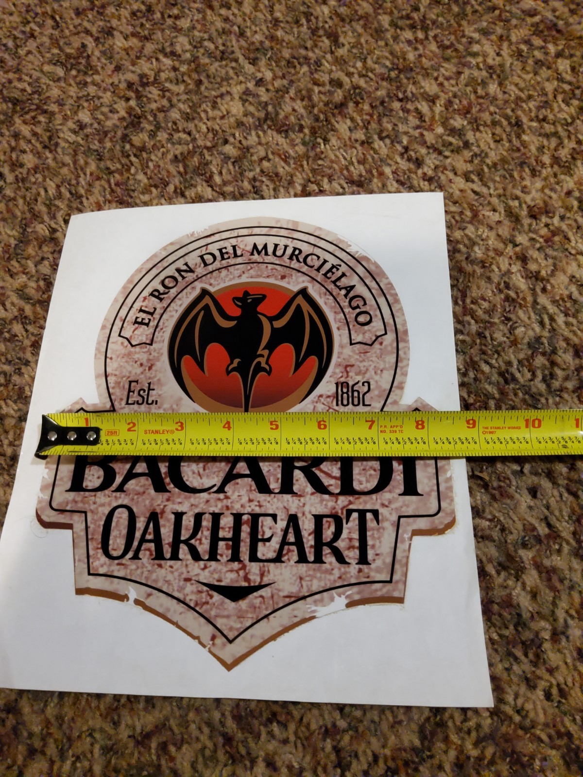 Bacardi Oakheart Rum Large Decal Vinyl Stickers 10.5" x 8.5" Bar Sign