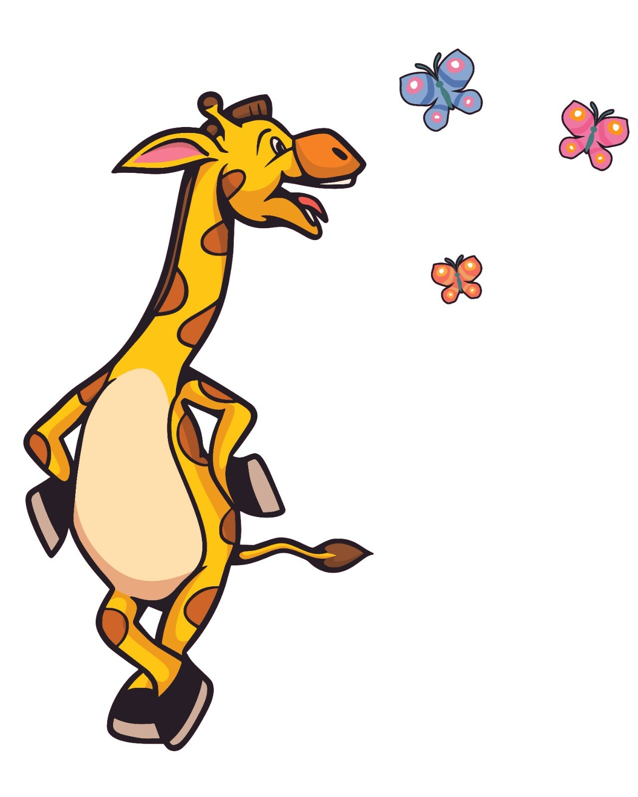Young Giraffe Multicolored Butterflies Decor Vinyl Home Wall Decal Sticker 20×22