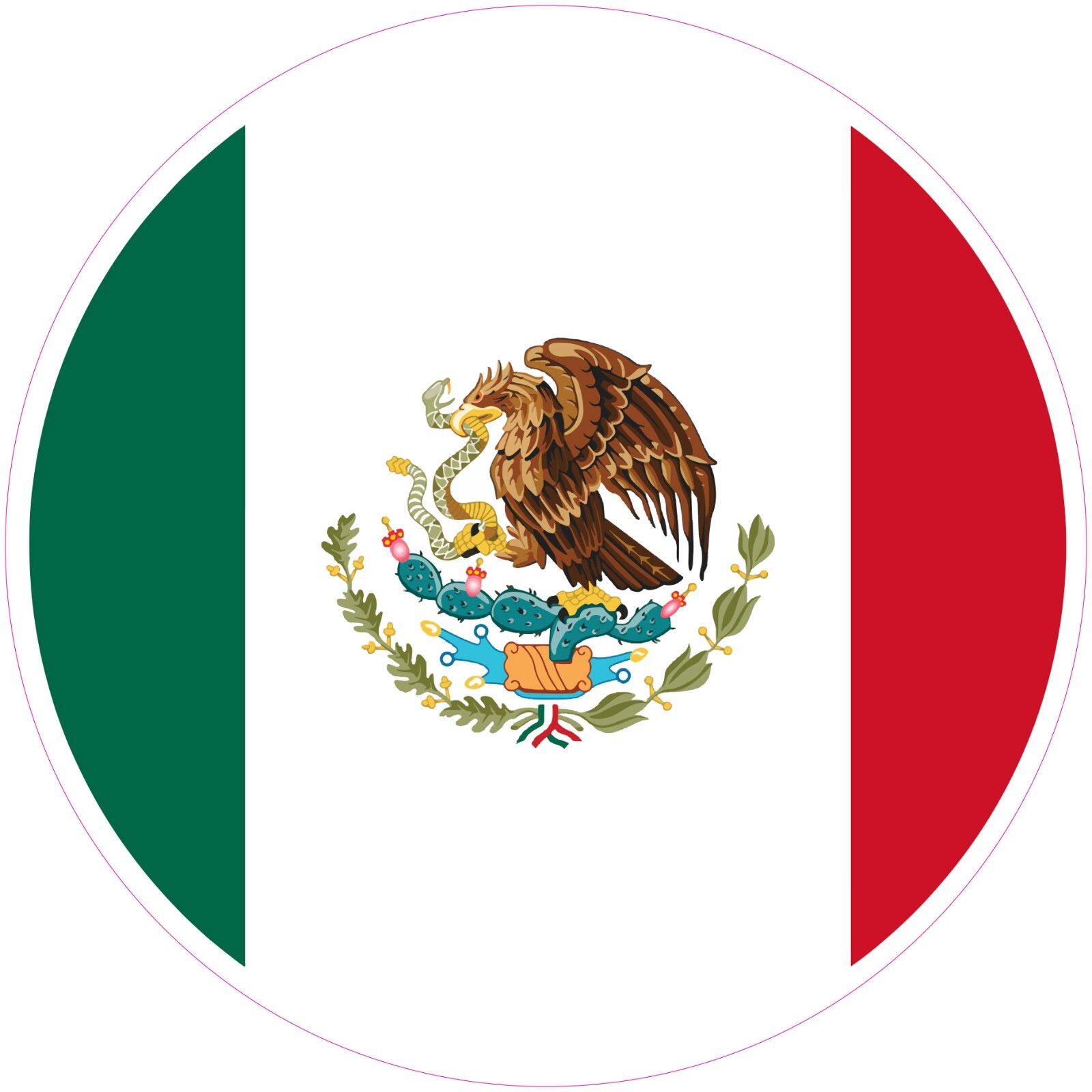 Mexico Round Country Flag Vinyl Decal Sticker Car Truck Bumper Laptop Mug