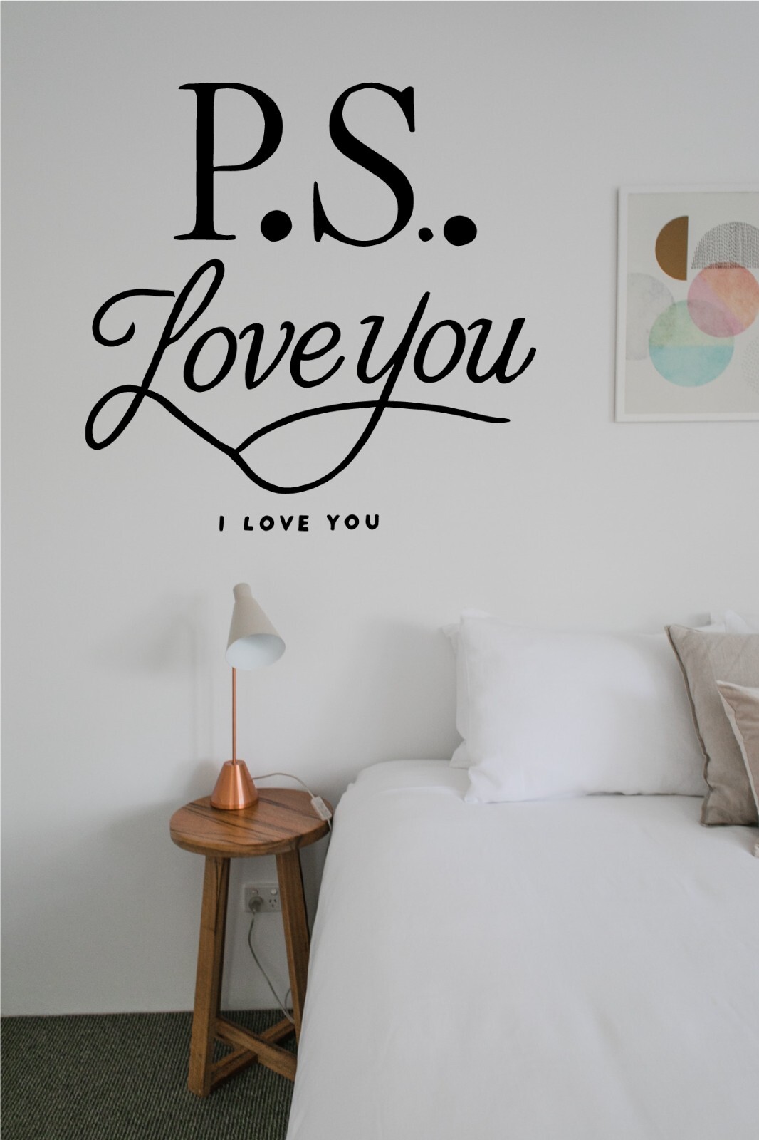 PS I Love You Wall Decal Romantic Vinyl Sticker for Bedroom or Living Room Décor