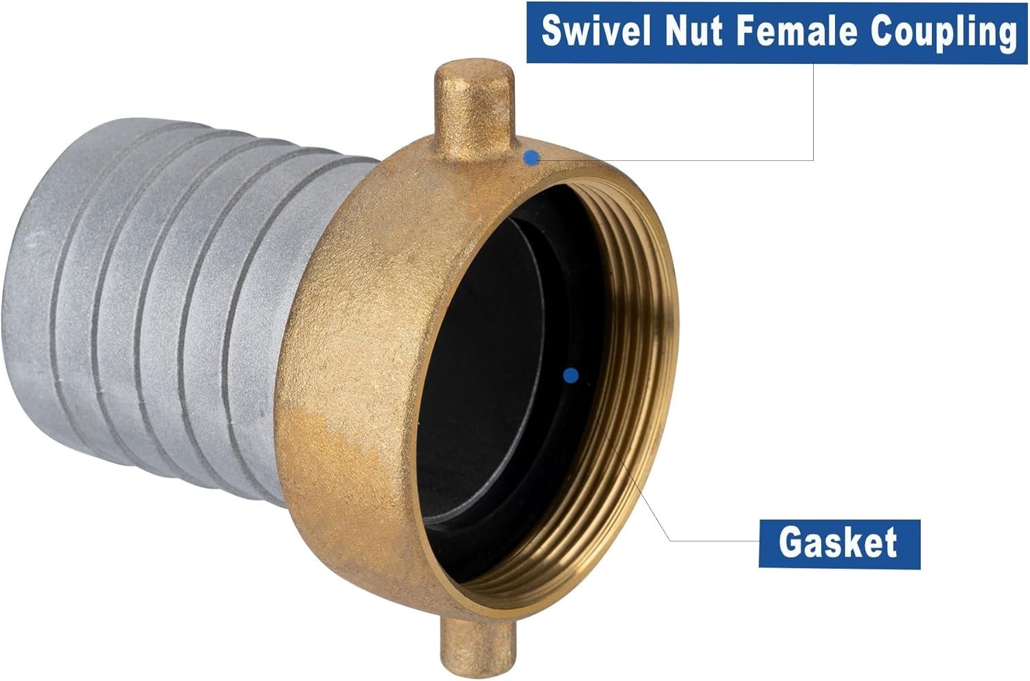 EASTRANS Aluminum Female Hose Fitting with Brass Nut, 1 inch Pin Lug Hose Sha…